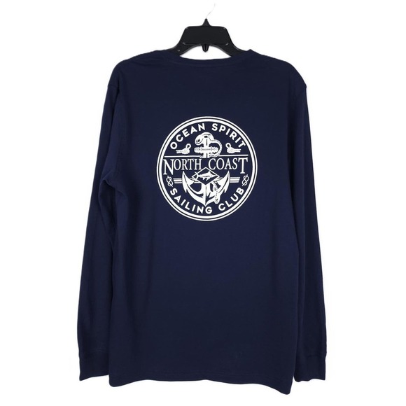 Club Room Men's Sailing Club Long Sleeve Graphic T-Shirt Navy Blue Medium NWT - Picture 2 of 4